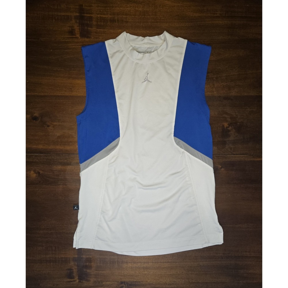 Jordan Training Dri Fit Sleeveless‎ Shirt Mens Small Y2K White/Blue/Gray Air